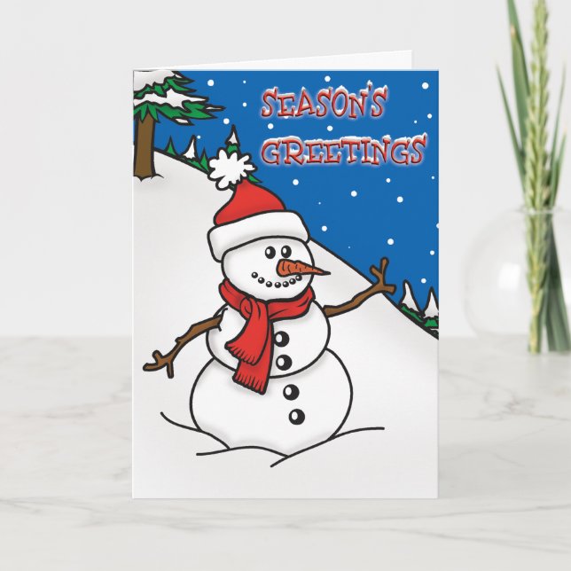 Season's Greetings Snowman Christmas Card (Front)