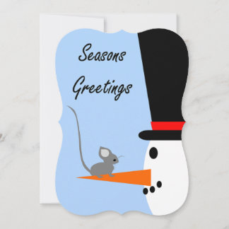 Seasons Greetings Snowman Holiday Card