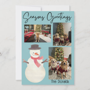 Seasons Greetings Snowman Photo Card