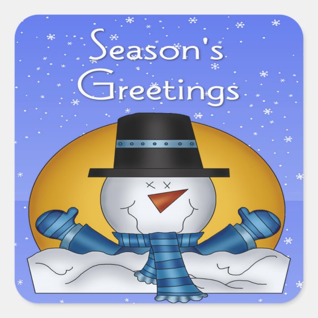 Season's Greetings Snowman Stickers (Front)