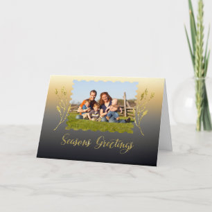 Seasons Greetings Sparkle Gold Holiday Card
