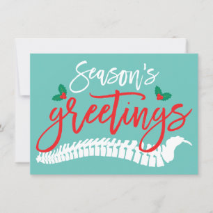 Season's Greetings Spine and Holly Christmas Holiday Card