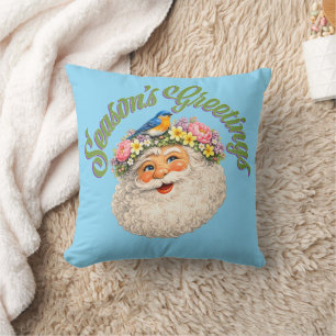 Season's Greetings - Spring Santa Cushion