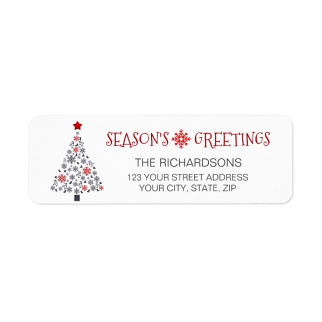Season's Greetings Star Christmas Tree Address Return Address Label (Front)