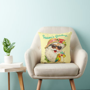Season's Greetings - Summer Santa Cushion