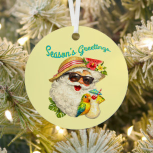 Season's Greetings - Summer Santa Metal Tree Decoration