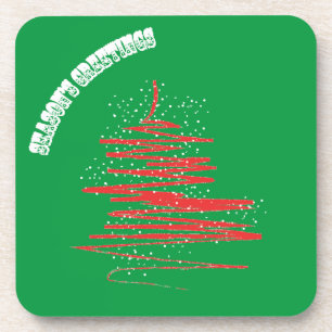 Season's Greetings Tree Snowflakes Coaster