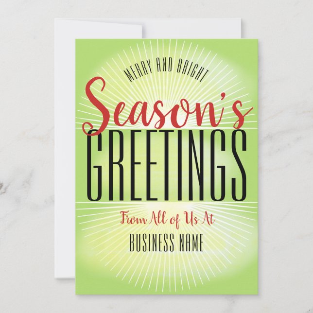 Season's Greetings Typography Corporate Business Holiday Card (Front)
