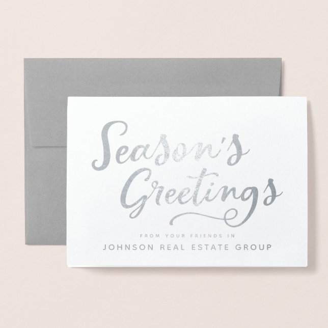 Season's Greetings Typography | Holiday Greetings Foil Card (Front With Envelope)