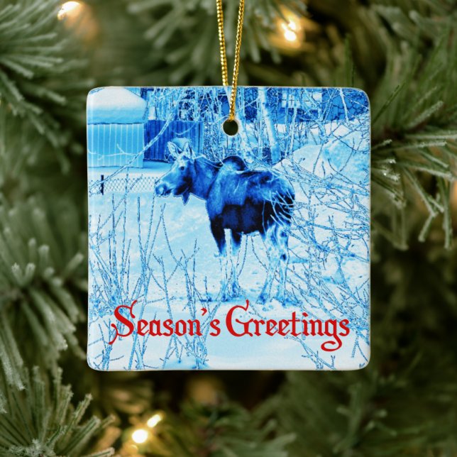 Season's Greetings - Urban Moose Ceramic Ornament (Tree)