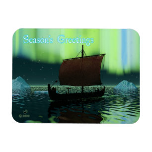 Season's Greetings - Viking Ship Magnet