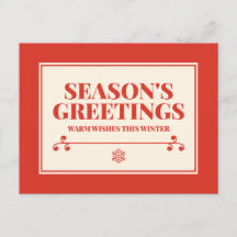 Season's Greetings Warm Wishes Typography