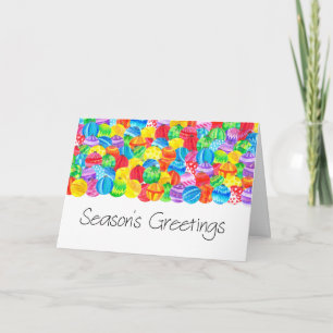 Season's Greetings , watercolor baubles Holiday Card