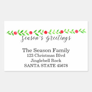 Season's Greetings , watercolor Christmas banner Rectangular Sticker