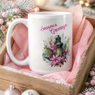 Season's Greetings Watercolor Christmas Lantern Coffee Mug