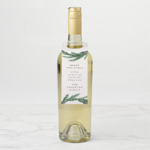 Seasons greetings watercolor wreath modern holiday bottle tag