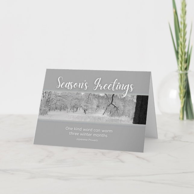 Season's Greetings Winter Landscape with Quote Holiday Card (Front)
