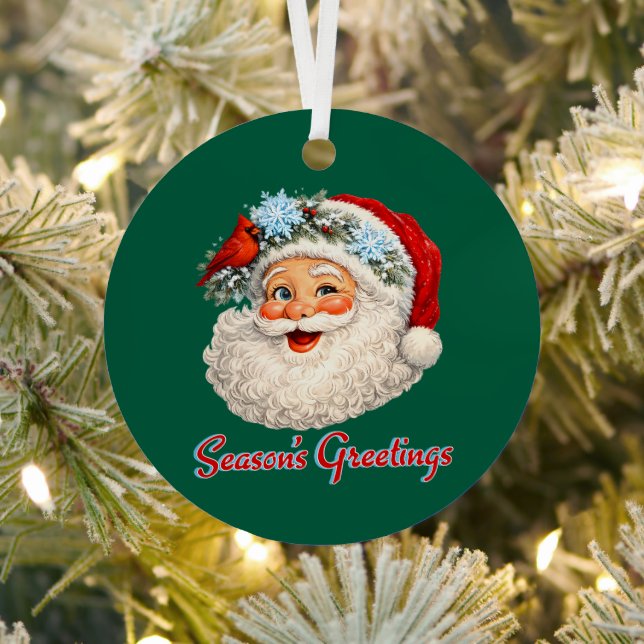 Season's Greetings - Winter Santa Metal Tree Decoration (Insitu)