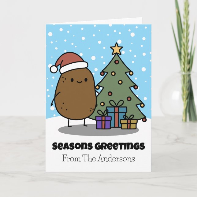 Seasons Greetings With A Potato Holiday Card (Front)