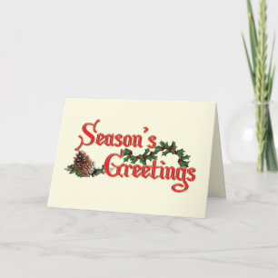 Season's Greetings with Pine Cones (for Business) Holiday Card