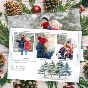 Season's Greetings Woodland Photo Collage  Holiday Card