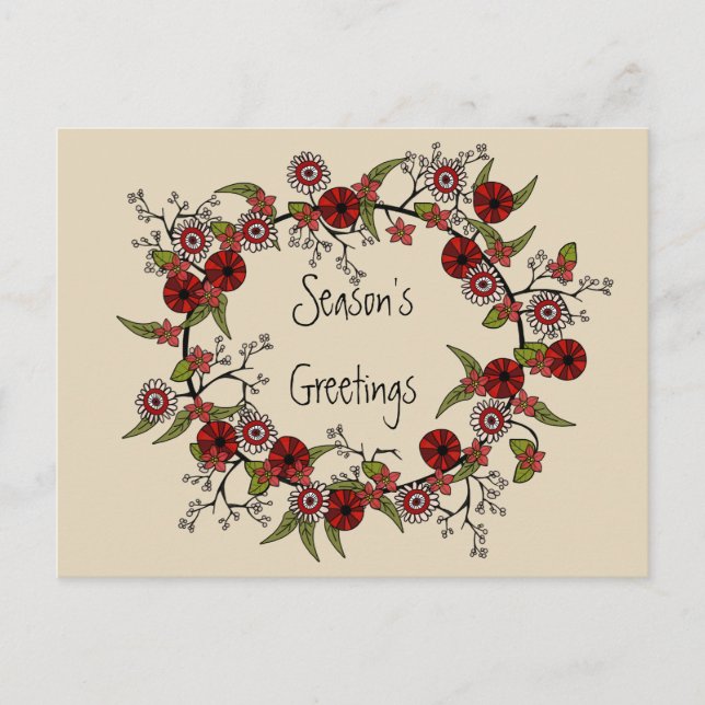 Season's Greetings Wreath Postcard (Front)