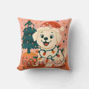 Season's Grrreetings! Funny Santa Dog Cushion