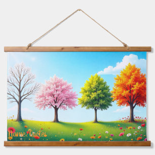 Seasons in Harmony – Four Trees Through the Year Hanging Tapestry