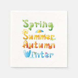 Seasons In Words Playing Cards Napkin