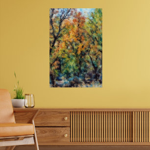 Seasons Oak Tree Abstract Art Poster