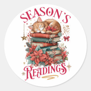 Season's Readings Cozy Kitten  Classic Round Sticker