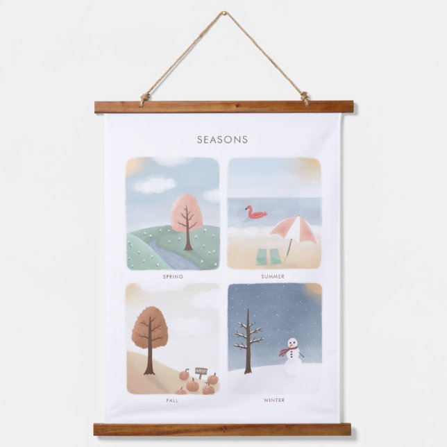 Seasons Teacher Homeschool Classroom Decor Hanging Tapestry (Front)