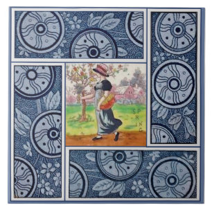 Seasons Tiles: Spring by Kate Greenaway Repro 1880 Ceramic Tile