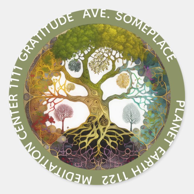 Seasons Tree of Life Classic Round Sticker (Front)