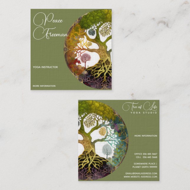 Seasons | Tree of Life Square Business Card (Front/Back)