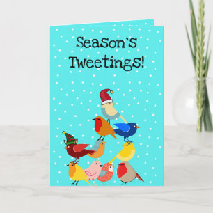 "Season's Tweetings!" Folded Christmas Card