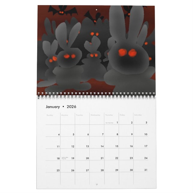 Seasons with the Vampire Bunnies from Mars! Calendar (Jan 2026)