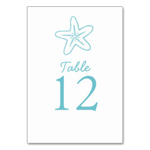 Seastar starfish aqua beach Wedding table numbers