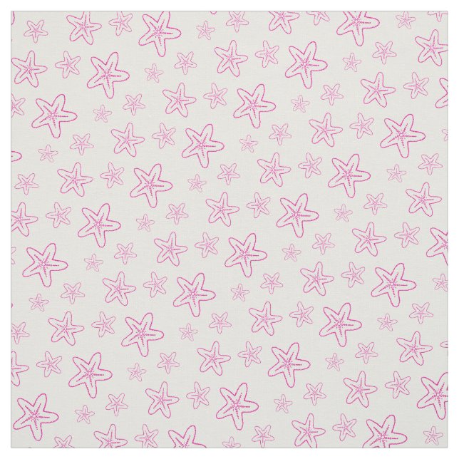 Seastar starfish drawing pink white fabric (Swatch)