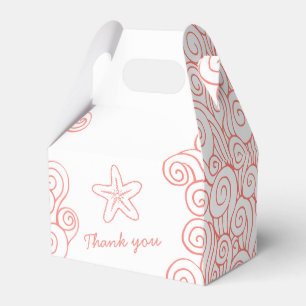 Seastar swirl aqua white wedding favour gable box