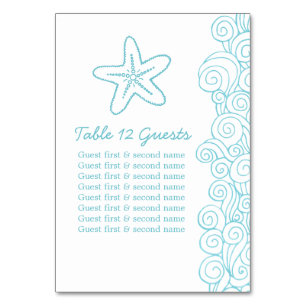Seastar waves aqua guests Wedding table numbers