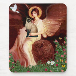 Seated Angel - Seal Point Siamese cat Mouse Pad