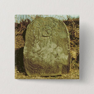 Seated Bodhisattva, Korean, c.985 AD (granite) 15 Cm Square Badge