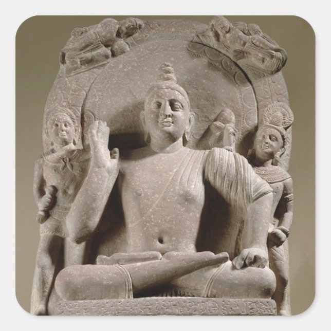 Seated Bodhisattva, Mathura (red sandstone) Square Sticker (Front)