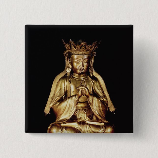 Seated Buddha 15 Cm Square Badge (Front)