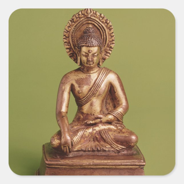 Seated Buddha Square Sticker (Front)