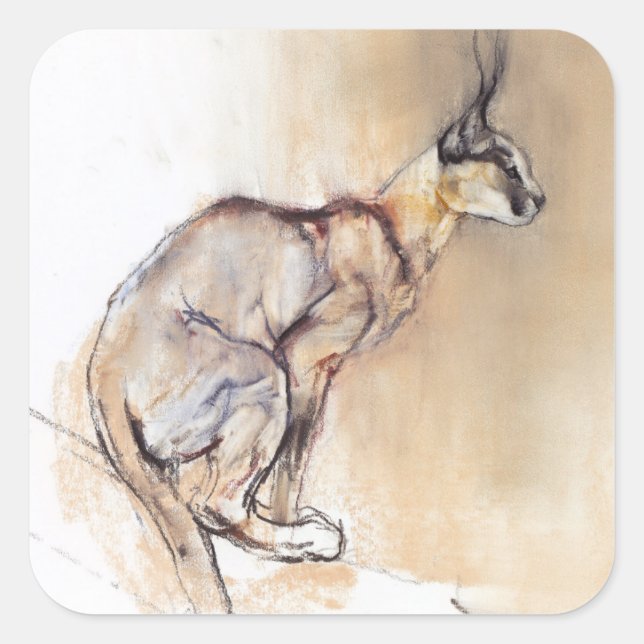 Seated Caracal 2009 Square Sticker (Front)