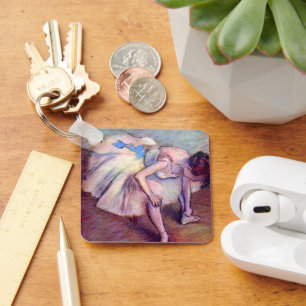 Seated Dancer by Edgar Degas, Vintage Ballet Art Key Ring