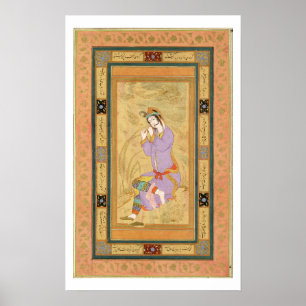 Seated girl curling her hair into ringlets, from t poster