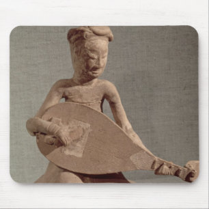 Seated musician playing a lute, from mouse pad